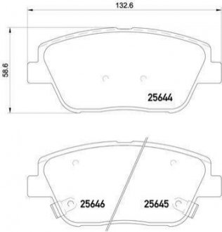 Купити Гальмівні колодки дискові KIA Optima, Hyundai Sonata BREMBO p30 066 (фото1) підбір по VIN коду, ціна 2024 грн.