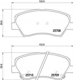 Купити Гальмівні колодки дискові Hyundai I30, Veloster, KIA Ceed, Hyundai Elantra, KIA Cerato, Pro Ceed BREMBO p30073 (фото1) підбір по VIN коду, ціна 1865 грн.