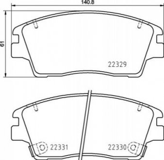 Купить Комплект тормозных колодок из 4 шт. дисков Hyundai Tucson BREMBO p30096 (фото1) подбор по VIN коду, цена 2515 грн.