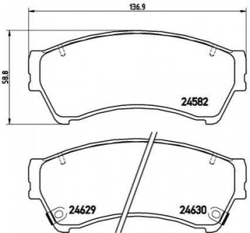 Комплект тормозных колодок из 4 шт. дисков Mazda 6 BREMBO p49039