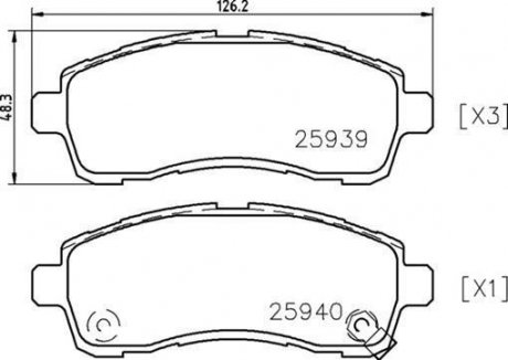 Купити ГАЛЬМІВНІ КОЛОДКИ ДИСКОВІ Mazda 2 BREMBO p49 057 (фото1) підбір по VIN коду, ціна 1945 грн.