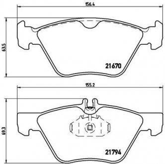 Купити Гальмівні колодки дискові Mercedes W210, S210, CLK-Class, W220 BREMBO p50026 (фото1) підбір по VIN коду, ціна 1640 грн.