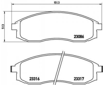 Гальмівні колодки дискові Nissan Maxima, Hyundai Lantra, Mitsubishi L200, Nissan Bluebird BREMBO p54 032