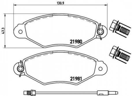 Купити Гальмівні колодки дискові Renault Kangoo, Nissan Kubistar BREMBO p56038 (фото1) підбір по VIN коду, ціна 1045 грн.