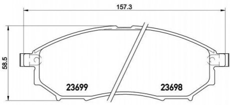 Купить Комплект тормозных колодок из 4 шт. дисков Nissan Qashqai, Infiniti M, G, EX, Q, QX BREMBO p56094 (фото1) подбор по VIN коду, цена 1705 грн.