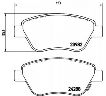 Купить Комплект тормозных колодок из 4 шт. дисков Opel Corsa, Fiat Doblo BREMBO p59051 (фото1) подбор по VIN коду, цена 1435 грн.