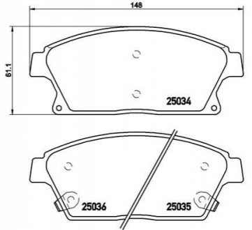 Купить Комплект тормозных колодок из 4 шт. дисков Opel Astra, Chevrolet Cruze, Opel Zafira BREMBO p59077 (фото1) подбор по VIN коду, цена 1694 грн.