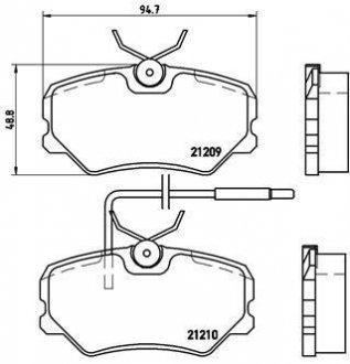 Купити ГАЛЬМІВНІ КОЛОДКИ ДИСКОВІ Peugeot 405 BREMBO p61 035 (фото1) підбір по VIN коду, ціна 1096 грн.