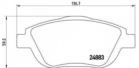 Купить Комплект тормозных колодок из 4 шт. дисков Citroen DS3, C3, Peugeot 2008, Opel Crossland X BREMBO p61103 (фото1) подбор по VIN коду, цена 1549 грн.