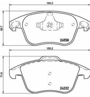 Купить Тормозные колодки дисковые Citroen DS4, C4, DS5, Peugeot 5008, 3008 BREMBO p61 117 (фото1) подбор по VIN коду, цена 1622 грн.