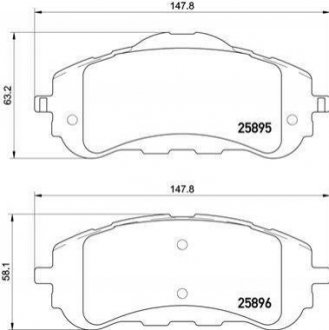 Купить Тормозные колодки дисковые Peugeot 308 BREMBO p61 120 (фото1) подбор по VIN коду, цена 1738 грн.