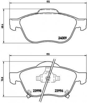 Тормозные колодки дисковые Toyota Avensis BREMBO p83043