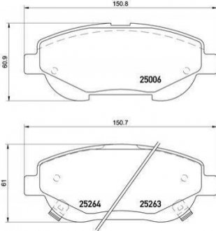 Купити Гальмівні колодки дискові Toyota Avensis, Verso BREMBO p83148 (фото1) підбір по VIN коду, ціна 2451 грн.