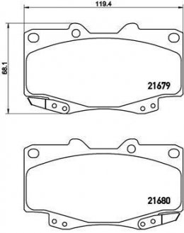 Купити ГАЛЬМІВНІ КОЛОДКИ ДИСКОВІ Toyota Hilux BREMBO p83 151 (фото1) підбір по VIN коду, ціна 1392 грн.