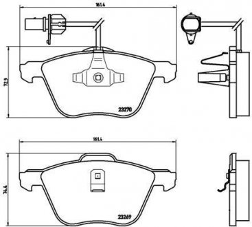 Купити Гальмівні колодки дискові Volkswagen Transporter, Sharan, Ford Galaxy BREMBO p85 061 (фото1) підбір по VIN коду, ціна 2272 грн.