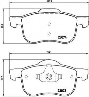 Купити Гальмівні колодки дискові Volvo S80, XC70, V70, S60 BREMBO p86016 (фото1) підбір по VIN коду, ціна 1505 грн.