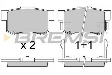 Тормозные колодки зад. Civic 98-/Accord 90-03 (Akebono) (47,5x89x14,5) Honda CR-V BREMSI bp2544