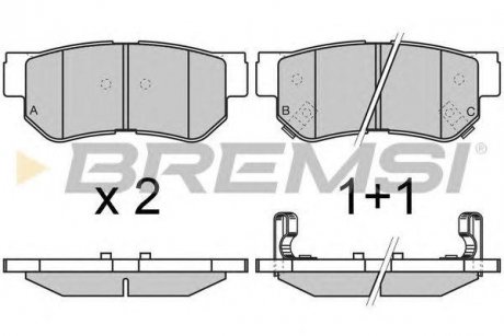 Тормозные колодки зад. Hyundai Getz/Santa FE/Tucson 01- (mando) SsangYong Kyron, KIA Sorento, SsangYong Rexton, KIA Carnival BREMSI bp2966