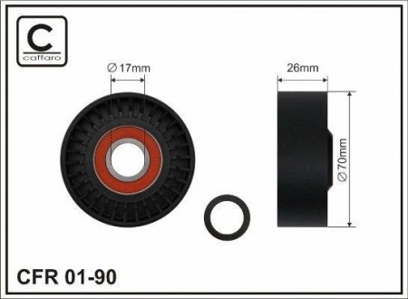 Ролик натягувача клинового ременя BMW M52 BMW E36, E34, E39, E38, E46, E60, X5, E61, X3, E65, E66 CAFFARO 01-90