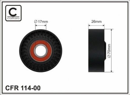 Купить Ролик натяжитель ручейкового ремня BMW 5,7 3.5, 4.4 BMW E34, E23, E32, E38, E31, E39 CAFFARO 114-00 (фото1) подбор по VIN коду, цена 520 грн.