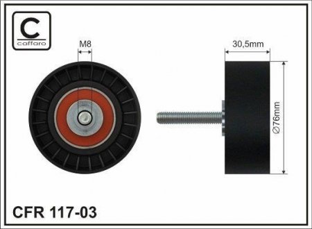 76X8X26 Ролик паска приводного Ford Fiesta V, Mondeo III, IV, S-Max, Transit 1.8/2.0/2.3 00- Ford Mondeo, Fiesta, Transit CAFFARO 117-03