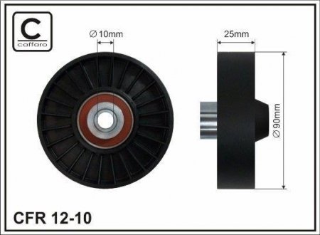 90x8x25 Ролик паска приводного Fiat/Lancia 1.4/1.6/1.8GT 95- Fiat Brava, Bravo, Alfa Romeo 145, 146, 156, Fiat Punto, Alfa Romeo 147, GT CAFFARO 12-10