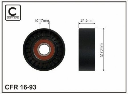 70X17X24,5 Ролик паску приводного BMW 3 (E36), 5 (E39), 7 (E38) 1.7D/2.5D 01.95-05.04 BMW E36, E39, E38 CAFFARO 16-93