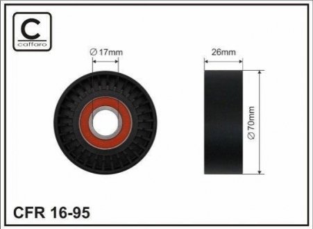 Ролик натяжителя ручейкового ремня Opel Agila/Astra 1.0/1.2 98- CAFFARO 1695