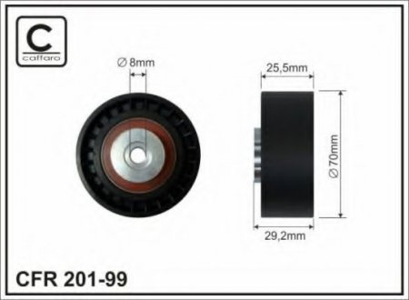 70x8x25,5 Ролик паска приводного DB M103/104 124/201 CAFFARO 201-99