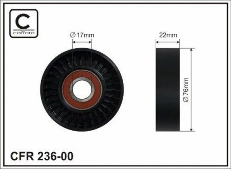 76x17x22 Ролик паска приводного DB A-klasa W168 Vaneo W414 Mercedes W168 CAFFARO 236-00