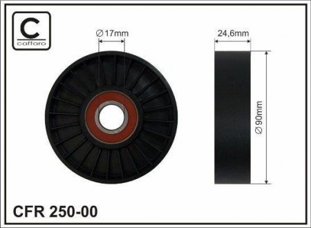 Знято з в-цтва! 90x17x25 Ролик паска приводного Toyota Avensis/Corolla 2.0 D-4D 03.01-03.09 Toyota Corolla CAFFARO 250-00