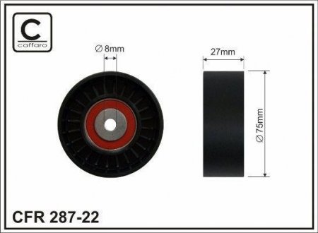 75x8x27 Ролик паску приводного Audi A4, A6, A8, Q7 2.7TDI/3.0TDI 11.04- Audi A6, A8, Q7, A4 CAFFARO 287-22