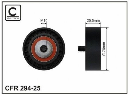 70x10x25 Ролик паска приводного Bmw E34/E36 1,8-2,5 91- BMW E36, E34, E39, E38, E46, X5, E60, E61, X3, E65, E66 CAFFARO 294-25