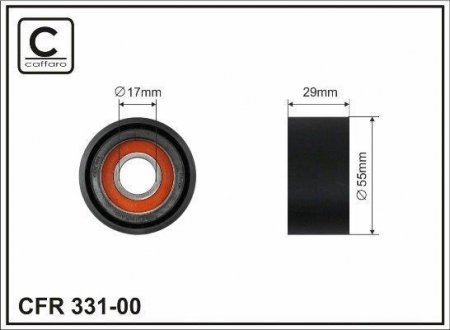 55x17x29 Ролик паску приводного BMW 1 (E81,E82/E87/E88), 3 (E90/E91/E92/E93), 5 (E60/E61), 7 (F01, F02), X3 (E83) 2.0D/3.0D 09.04- CAFFARO 331-00