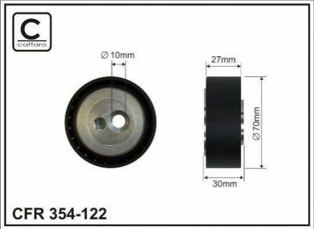 Купити Ролик натяжний. ГРМ Peugeot 605, 306, 806, 406, Citroen Jumpy, Fiat Scudo, Peugeot Expert, Citroen Berlingo, Peugeot Partner, Citroen Xsara, Peugeot 206 CAFFARO 354122 (фото1) підбір по VIN коду, ціна 804 грн.