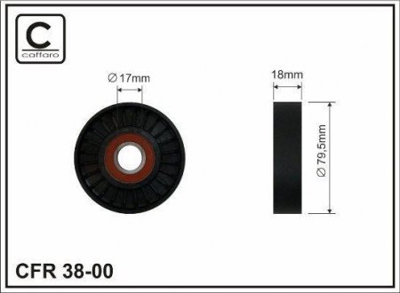 Ролик натяжного механизма поликлинового ремня Renault Clio II/Kaтgoo 1.4/1.6 08.97- 80x17x18 Renault Kangoo, Clio CAFFARO 3800