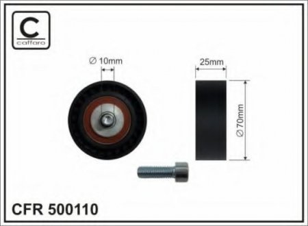 70x10x25 Ролик паску приводного Bmw 7/X5 E65/66 01-> Mitsubishi Galant, Pajero, L200, Hyundai H100, H-1, Galloper, Terracan CAFFARO 500110