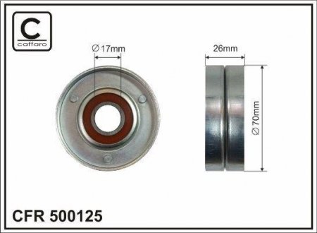 70x17x26 (metal) Ролик натяжної планки Opel Astra 1,0/1,2/1,4 (Z 14 XEP) 04- CAFFARO 500125