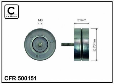 70x8x31 Ролик паска приводного Chevrolete Captiva 2.4 Captiva 06-/Astra 11-, Antara 06- Opel Insignia, Chevrolet Captiva, SAAB 9-3, Chevrolet Malibu, SAAB 9-5, Opel Astra CAFFARO 500151