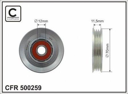 Купити Ролік Nissan Micra, Note CAFFARO 500259 (фото1) підбір по VIN коду, ціна 836 грн.