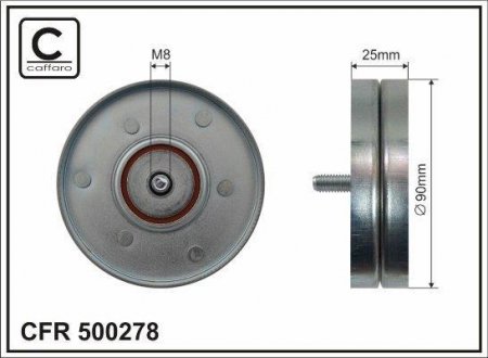 90x8x25 Ролик паска приводного Audi A4, A5, Q5 2.0TFSI 08- CAFFARO 500278