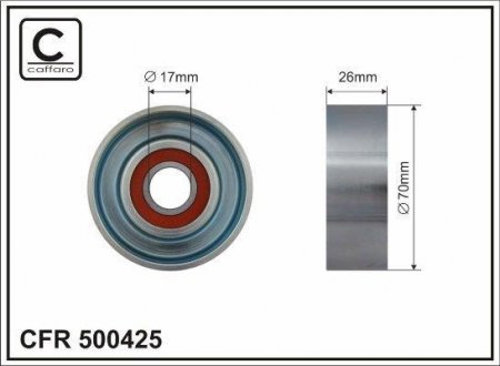 70x17x26 Ролик паска приводного MITSUBISHI OUTLANDER 12- Mitsubishi ASX, Lancer, Outlander CAFFARO 500425