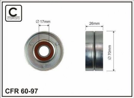 Купити Ролик натяжного механізму поліклинового ремня (70x26x17mm) CAFFARO 6097 (фото1) підбір по VIN коду, ціна 325 грн.