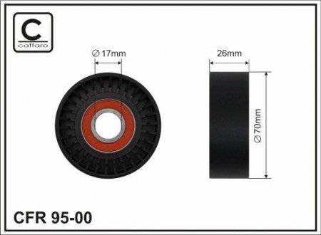 Ролик напрямний Ford Mondeo II, Focus I 1.6/1.8/2.0 09.96- Ford Mondeo, Focus, Chrysler 300C, Jeep Grand Cherokee CAFFARO 95-00