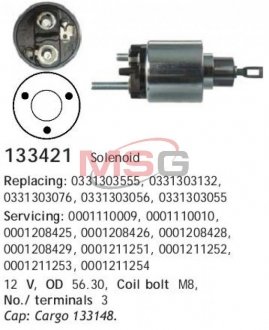 Реле втягуюче стартера Ford Escort, Sierra, Volkswagen Golf, Jetta, Scirocco, Transporter, Toyota Corolla, Volkswagen Caddy CARGO 133421