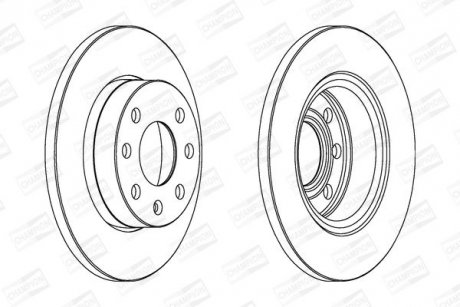 OPEL ДИСК ГАЛЬМIВНИЙ ПЕРЕДНIЙ Astra F,Corsa,Kadett D/E,Vectra A 1.0/1.8 81-00 CHAMPION 561158CH