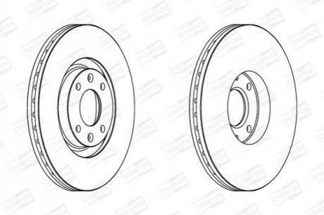 Диск тормозной передний (кратно 2) Citroen C4 Grand Picasso I (UA_) (06-13), C4 I (LC_) (04-14) Citroen C4, Peugeot 307, 207 CHAMPION 562267CH