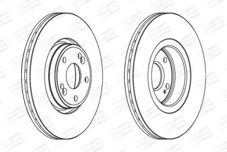 Диск тормозной передний (кратно 2) Renault Laguna II (Bg0/1_) (01-07, Laguna II Grandtour (Kg0/1_) (01-07) Renault Laguna CHAMPION 562381CH