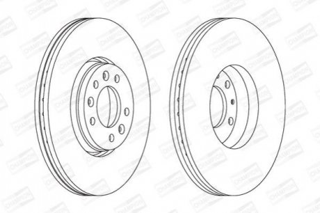 Диск тормозной передний (кратно 2) Citroen Jumpy (07-16), C5/Fiat Scudo (07-16)/Peugeot Expert (07-) CHAMPION 562622CH