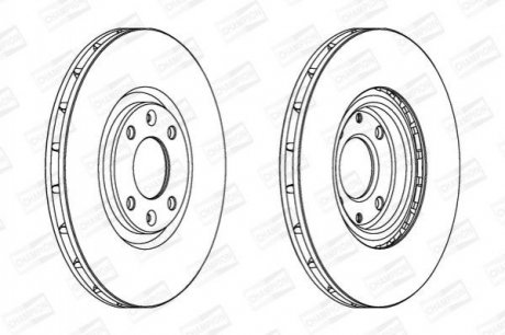 Диск тормозной передний (кратно 2) Citroen C4 I (06-), DS 5 (11-15)/Peugeot 2008 II (Ud_, Us_, Uy_, Uk_) (19-) CHAMPION 562641CH